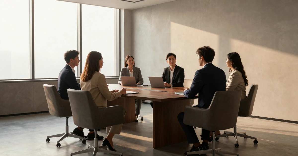 Equipo de abogados de una empresa exitosa en una oficina moderna y elegante